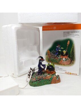 Department 56 Halloween Series Lighted Witch & Cauldron Figurine Decoration READ